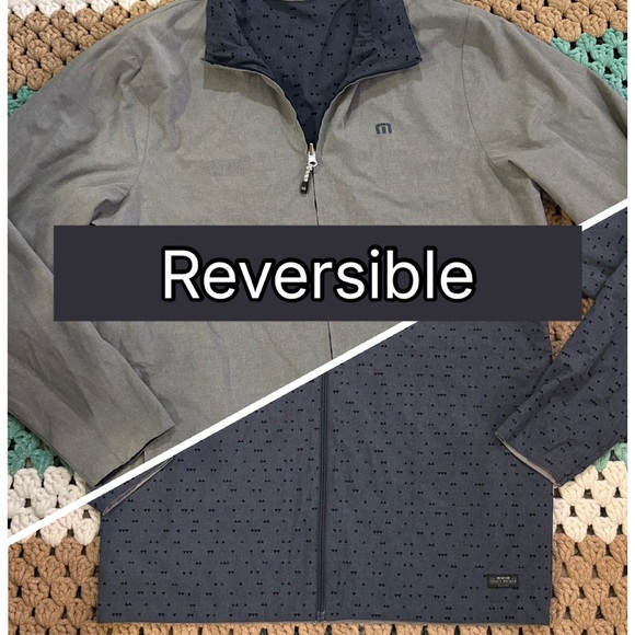 Travis Mathew Reversible Gray Blue Jacket Men’s sz Large NEW - Picture 1 of 9